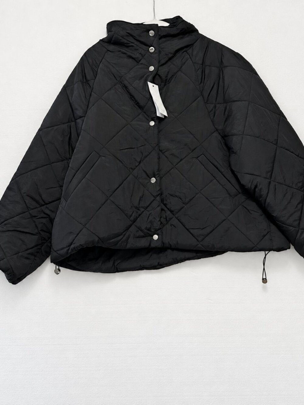 Grace Karin Women's Black Quilted Button Front Short Jacket Long Sleeve Size 2
